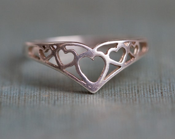 Wishbone Chevron Sterling Silver Ring Birmingham 1976 Large Size