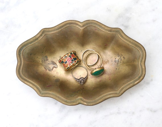 Victorian Ring Holder or Pin Dish - Brass Miniatu… - image 1