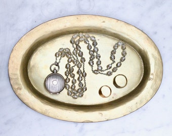 Oval Brass Tray Jewellery Holder - Antique Trinket Dish - Vintage Boho Home Decor