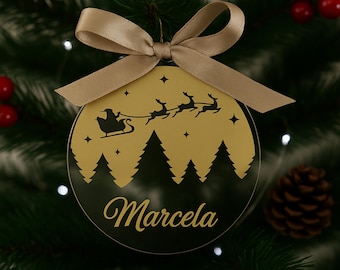 Adornos de Navidad con nombre de bebe, adornos personalizados para familia y pareja, regalo para la decoración de árbol navideño
