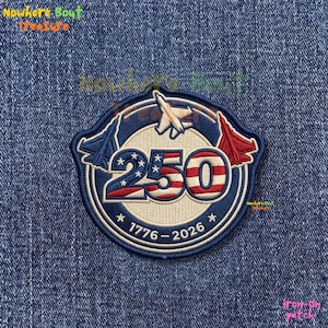 USA 250th Anniversary Fighter Jet Patch, 1776-2026 Air Show Embroidery Badge, Patriotic Military Aviation Art, Iron On Celebrate 250 Gift