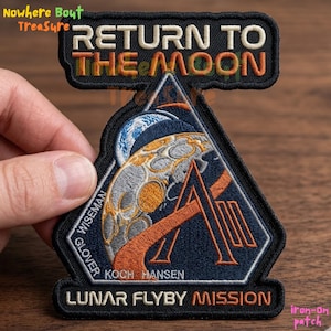 Return To The Moon Lunar Flyby Mission Iron-on Patch, Wiseman Glover Koch Hansen Space Badge