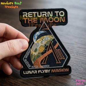 Return to the Moon Lunar Flyby Mission Iron-On Patch, Artemis Inspired Space Badge