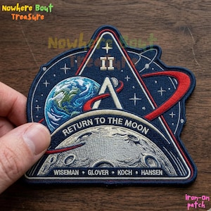 Artemis II Return To The Moon Iron-on Patch, Wiseman Glover Koch Hansen Astronaut Mission Badge, NASA Inspired Space Exploration Applique