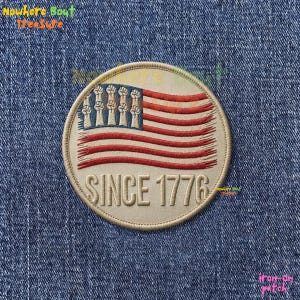 Since 1776 Patch, Iron On Sew On Hook and Loop, USA Flag Embroidered Badge, American Independence Day Souvenir, Minimalist Patriotic Gift