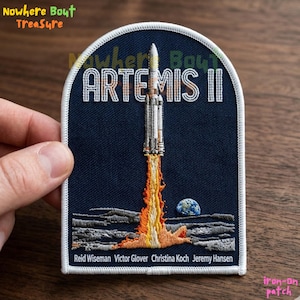 Artemis II Mission Iron-on Patch, Nowhere Bout Treasure Rocket Embroidered Badge