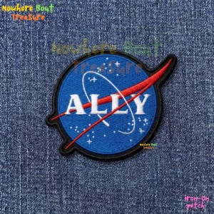 NASA Inspired Ally Patch, Space Logo Parody Embroidery Badge, Inclusion Support Accessory, Iron On Sew On Hook and Loop Gift for Jackets