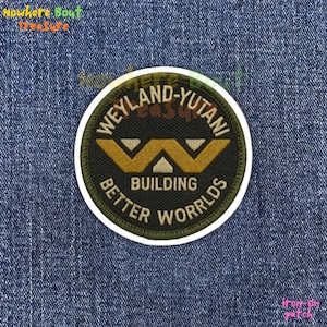 Weyland-Yutani Patch, Alien Movie Building Better Worlds Embroidery, Iron On Sew On Hook and Loop Badge, Sci-Fi Corporate Logo Cosplay Gift