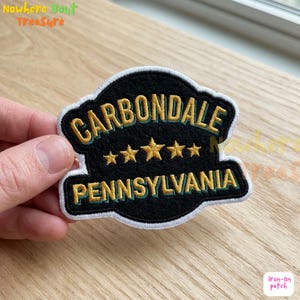 Carbondale Pennsylvania Patch, PA State Souvenir Embroidered Iron On, Vintage Stars Travel Gift, Jacket Applique Badge