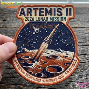 Artemis II 2026 Lunar Mission Iron-On Patch, Wiseman Glover Koch Hansen NASA Space Applique