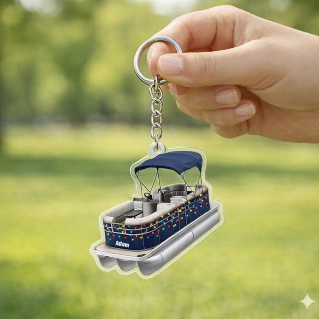 Pontoon Key Chain Personalized Pontoon Boat Keychain, Custom Boat Keyring, Pontoon Lover ...