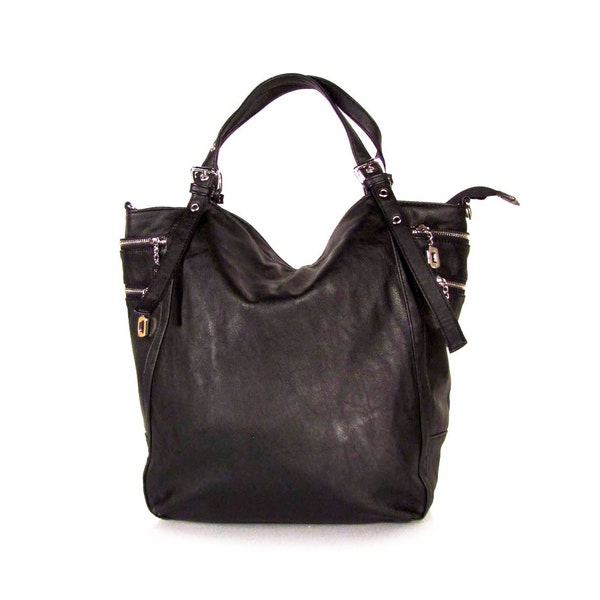 vegan leather handbag purse  black  -.- the Anuhea-.- 25% lounch discount