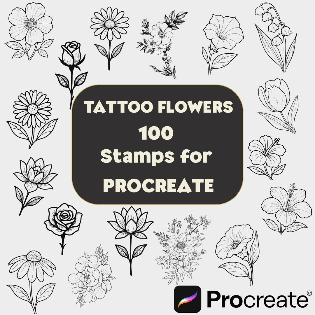 100 Procreate Flower Stamps: Botanical Brush Set (digital Download) - Etsy
