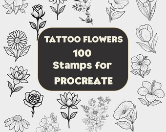 100 Procreate Flower Stamps: Botanical Brush Set (Digital Download)