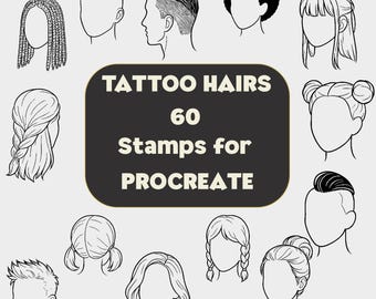 60 Procreate Hair Stamp Brushes: Hairstyle Brush Set (Digital Download)