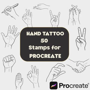 50 Hand Reference Stamps for Procreate | Tattoo & Illustration (Digital Download)
