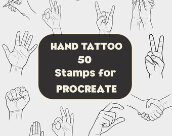 50 Hand Reference Stamps for Procreate | Tattoo & Illustration (Digital Download)