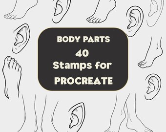 Procreate Ear & Foot Stamps: 40 Body Part Brushes (Digital Download)