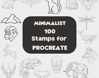 100 Minimalist Tattoo Stamps for Procreate (Digital Download)