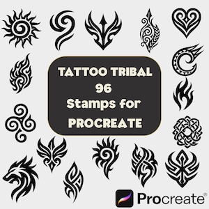 96 sellos de tatuajes tribales para Procreate (descarga digital)