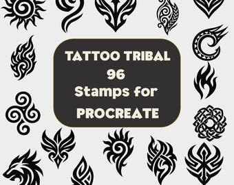 96 Tribal Tattoo Stamps for Procreate (Digital Download)