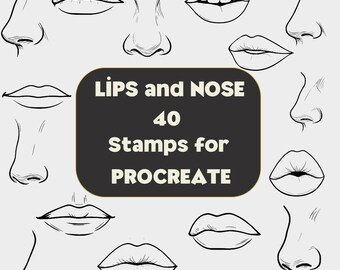 Procreate Lips & Nose Stamp Brush Set, 40 Facial Stamps (Digital Download)
