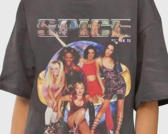 Vintage #Spice Girls# Graphic T-Shirt – 90s Music Band Tee, Retro Pop Culture Shirt, Oversized Unisex Concert Top