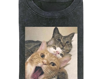 Funny Cat Meme Shirt, Cute 3 Cats Selfie Tee, Chaotic Kitty T-Shirt, Viral Cat Lover Gift, Silly Pet Shirt