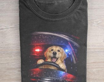 Funny Golden Retriever Driving T-shirt, Humor Animals Graphic Tee, Retriever Dog Dad Shirt