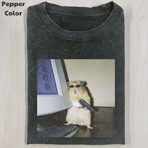 Camiseta con gráfico vintage de animales divertidos, camiseta de hámster cibernético, camiseta unisex con memes divertidos, ropa de calle de algodón para hombre y mujer.