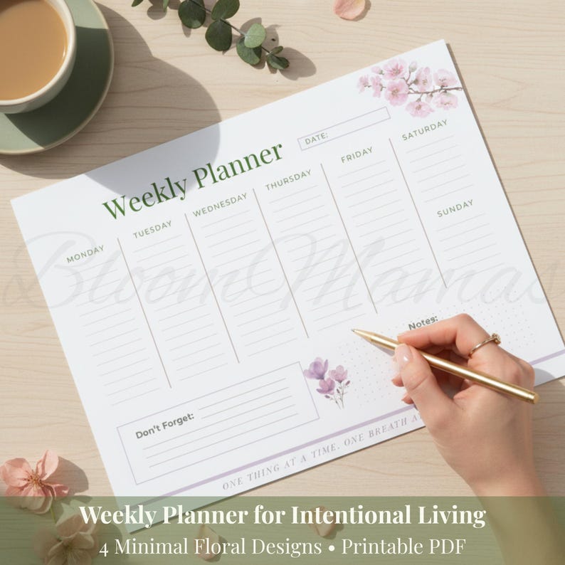 Minimal Floral Weekly Planner Printable: Elegant Organizer (PDF) - Etsy ...