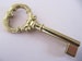 Vintage Brass Skeleton key fancy ornate French 3' Armoire cabinet dresser key 77mm, Necklace pendant, Child's make believe fairy garden key 