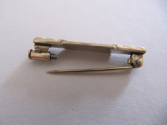 Baby Bib Pin Art Deco French Gold Plated Bebe Baby B Gem