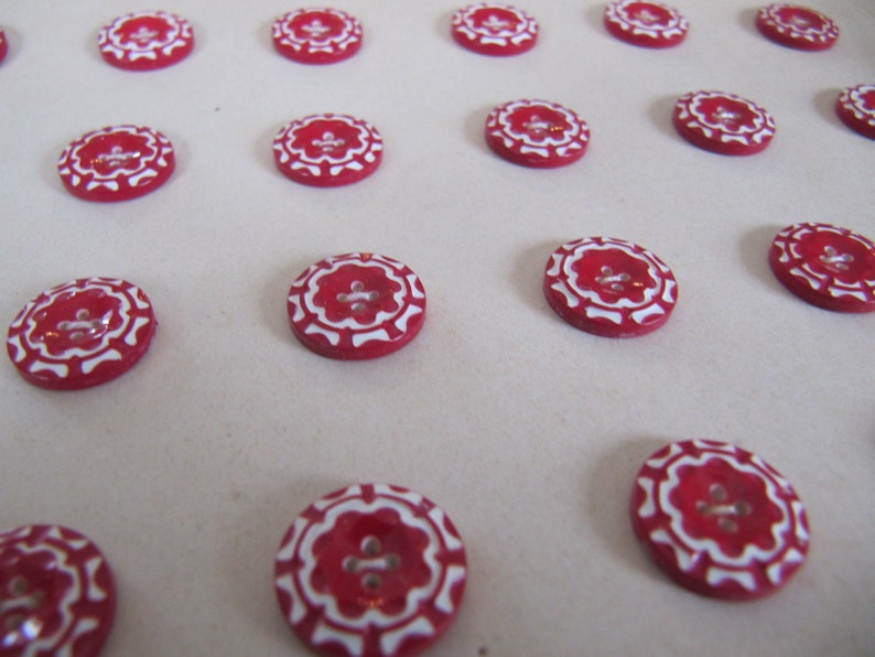 1930s casein buttons 13mm galalith red /& white 12 Christmas peppermint candy button gifts for her 24 vintage Art Deco plastic buttons