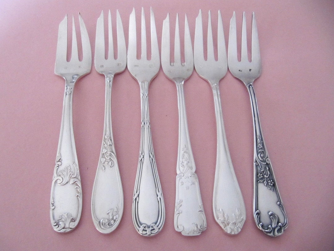 Vintage Cake Forks Mismatched French Mixed Patterns Setting Etsy