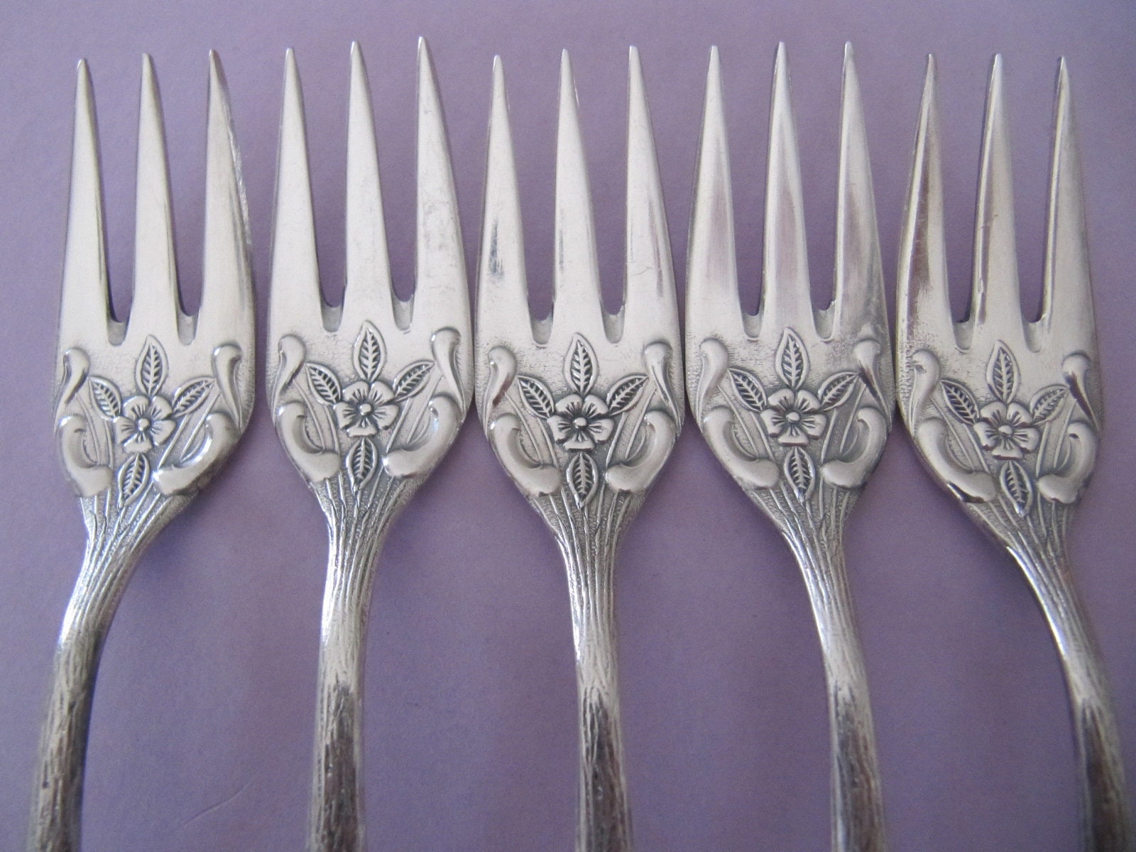 6 fancy floral dessert forks Hildesheimer Rose Etsy