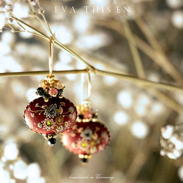 Rouge Noir. Gorgeous handmade earrings in rich burgundy. MADE TO ORDER