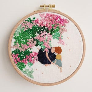 Colour printed embroidery fabric WITHOUT Threads with PDF Tutorial. Mother & Child. image 2