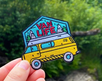 Van Life Iron-on Patch, Sew, Embroidered, Adventure, Travel, Camper, Mountains, RV