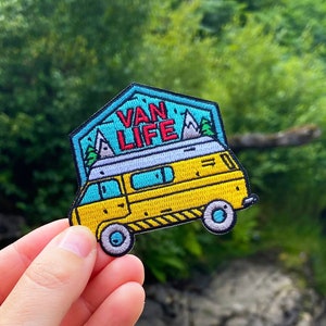 Van Life Iron-on Patch, Sew, Embroidered, Adventure, Travel, Camper, Mountains, RV