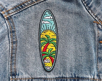 Surfboard Iron-on Patch, Sew, Embroidered, Surfer, Nature, Water Sports, Beach Tropical