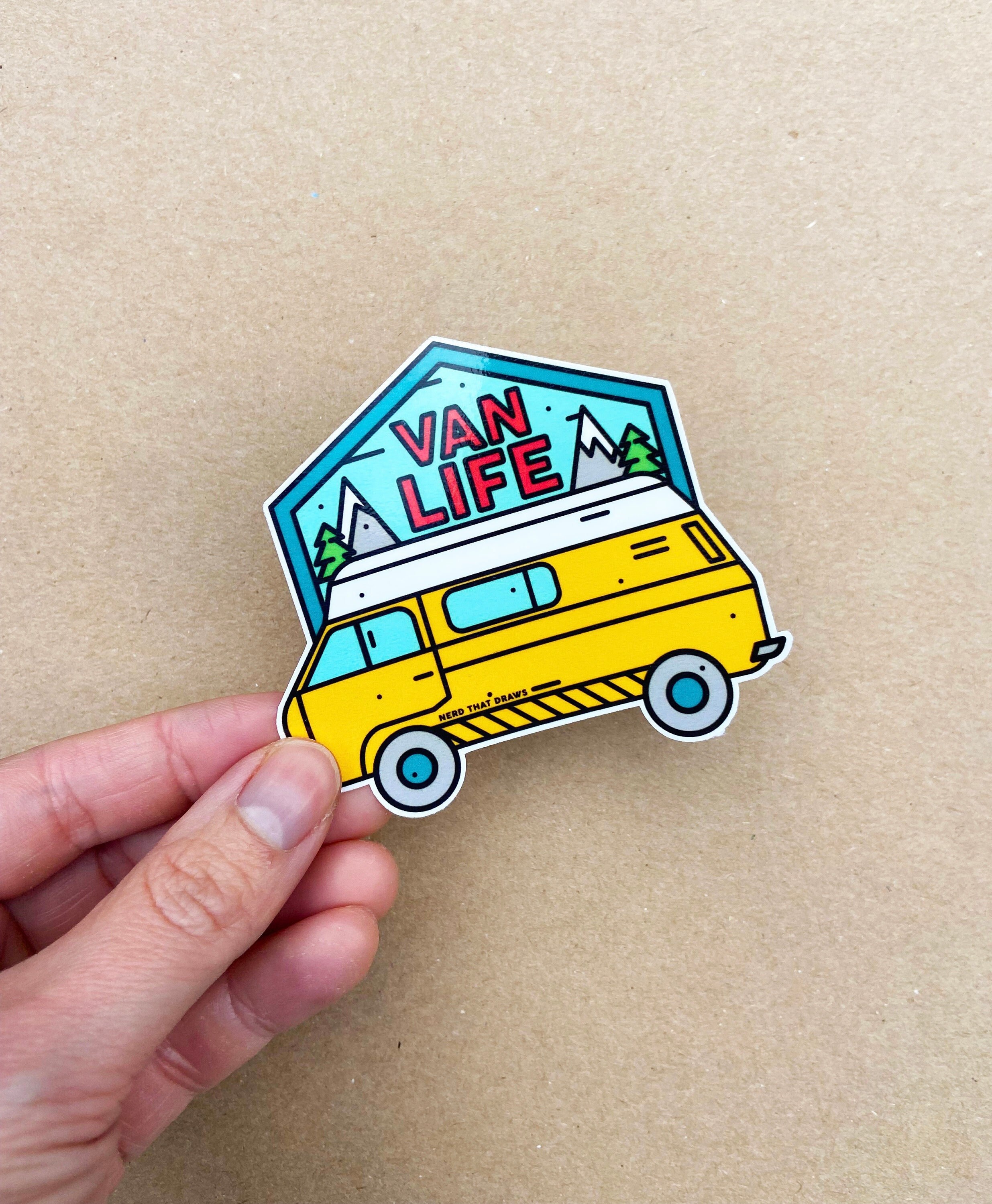 2 x Camper Van Surf Surfing Vinyl Sticker Laptop Travel Luggage