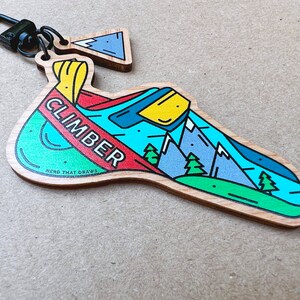 Climber Adventure, Bouldering, Rocks Mountains Wooden Keychain image 3