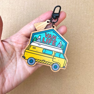 Van Life Adventure, Hike Mountains, Travel Wooden Keychain zdjęcie 4