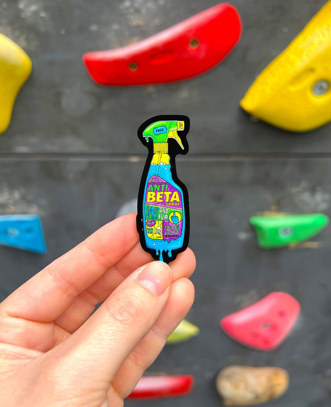 Neon Climber Antibeta Spray Bottle Pin, Bouldering, Chalk Bag