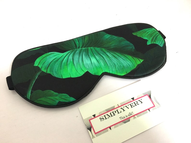 Tropical Leaves Silk Eye Mask Travel Eye Mask