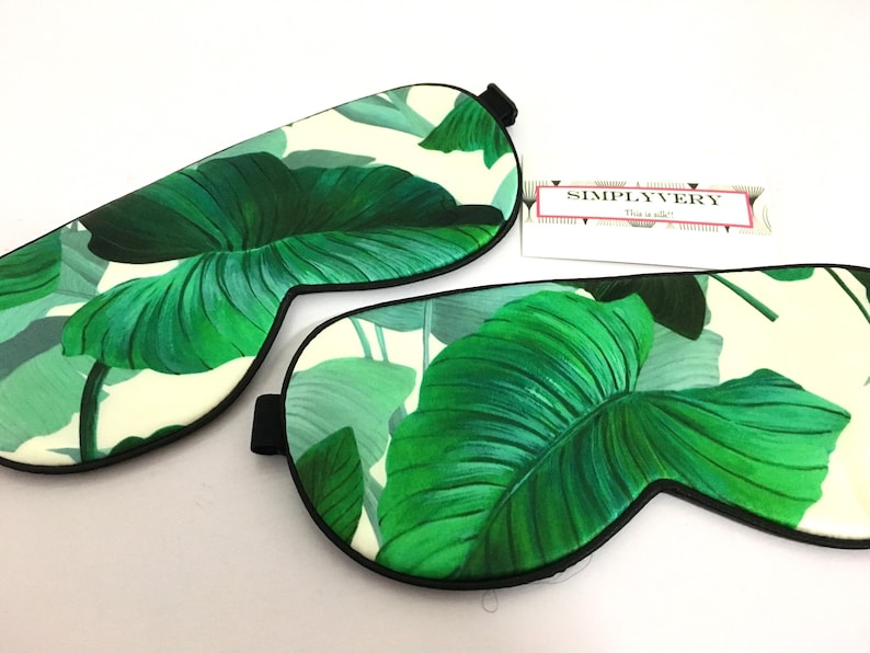 Tropical Leaves Silk Eye Mask Travel Eye Mask