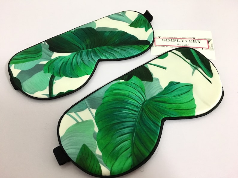 Tropical Leaves Silk Eye Mask Travel Eye Mask