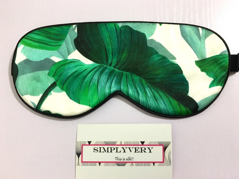 Tropical Leaves Silk Eye Mask Travel Eye Mask
