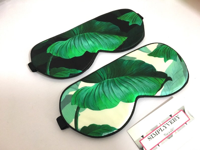 Tropical Leaves Silk Eye Mask Travel Eye Mask